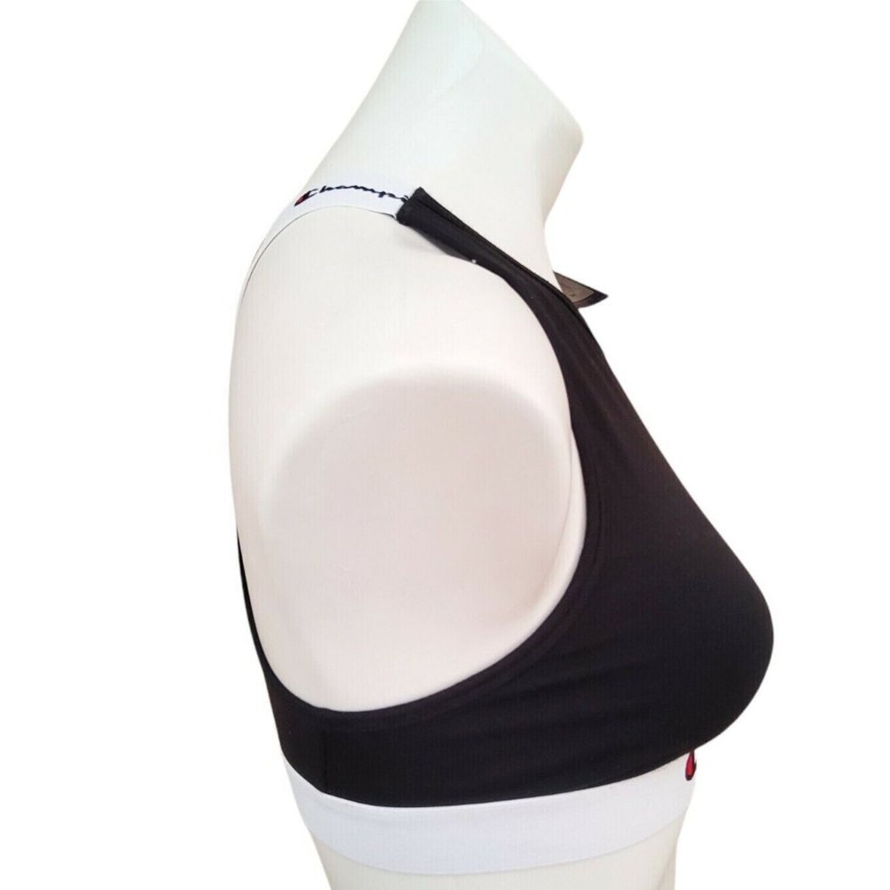 Champion Wireless Sports Bra Womens Size Medium Black Racerback Straps High Neck - Picture 3 of 8